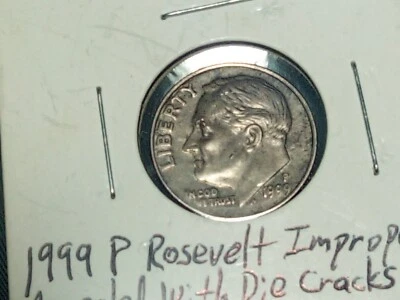Mint Error Coin 1999 p ROOSEVELT DIME IMPROPERLY ANNEALED  - Image 1 of 4