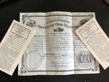 Independent Order of Odd Fellows Official Certificate 1969 lot plus 2 bulletins 