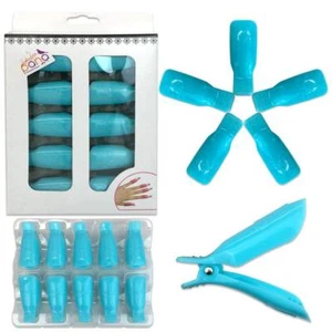 1pk Bow Ribbon Style Teal Acrylic Nail Soak Off Finger Cap Clips Wrap Tool - Picture 1 of 8