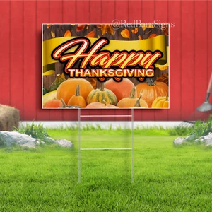 HAPPY THANKSGIVING Yard Sign WITH STAKE Corrugated Bandit - Picture 1 of 1