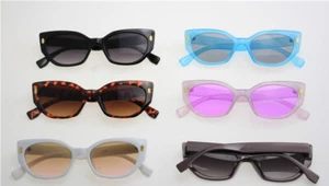 Cat Eye Sunglasses Triangle Flat Lens Vintage Retro Plastic Frame Women Goth - Picture 1 of 7