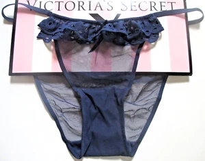 VICTORIA'S SECRET DREAM ANGELS String Bikini Panty VS Navy Blue Mesh M L XL NWT - Picture 1 of 6