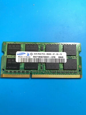 M471B5673DH1-CF8 Samsung 2GB 2Rx8 Memory RAM PC3-8500 DDR3-1066 SODIMM Genuine - Image 1 of 2