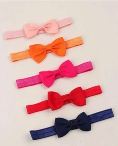 5pcs Set Baby Girl Bow Decor Hair Band Headband Multicoloured Pink Red Blue Gift - Picture 1 of 5