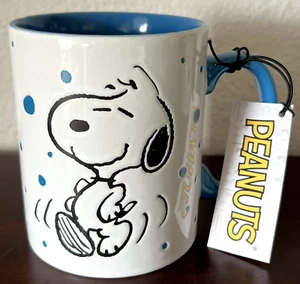 Peanuts Snoopy with Dots Blue & White 15 oz Ceramic Mug NWT - Picture 1 of 5