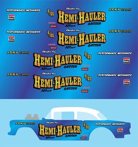 Universal Wasserschiebe Aufkleber für Hot Wheels '55 Chevy Gasser HEMI - HAULER 142 - Bild 1 von 1