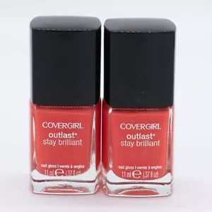 2X CoverGirl Outlast Stay Brilliant Nail Gloss 93 Fury Red 0.37 fl oz each - Picture 1 of 2