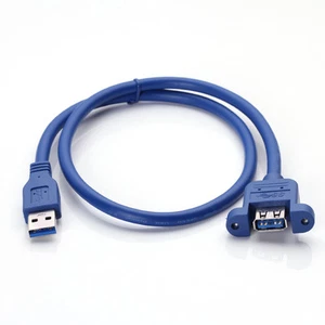 1/23m USB 3.0 Male to USB3.0 Female Extension Cable Connector Mount Screw Hole - Picture 1 of 3