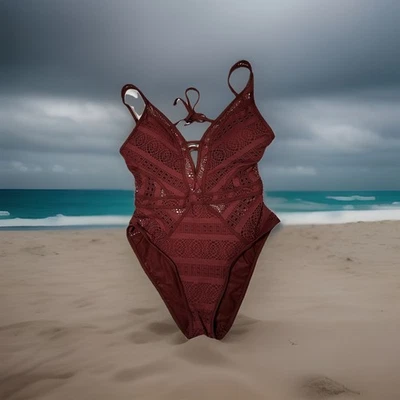 Traje de baño de Becca Colorplay Plunge una pieza SP crochet encaje recorte espalda sin espalda Foto 1 de 4