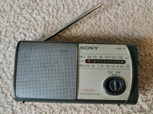 Sony ICF-303 Portable Radio 2 Bands AM/FM Stand Aerial Camping Vintage Retro - Picture 1 of 6