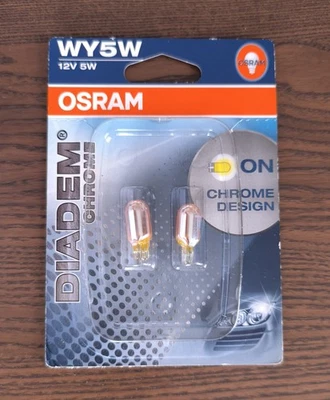 OSRAM 2827DC-02B WY5W Amber Diadem Chrome (501a) 12V 5W Corner Light Bulbs x2 - Image 1 of 2
