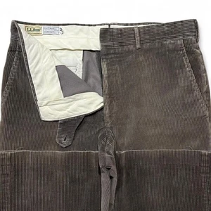 Pantalones de pana L.L.Bean de colección para hombre 34x30 verde algodón frente plano corte bota años 70 - Imagen 1 de 7