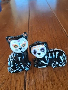 Mini salero y pimentero galleta barril azúcar calavera perro y gato Halloween - Imagen 1 de 1
