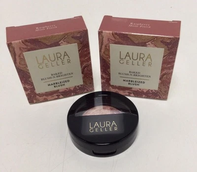 Laura Geller Raspberry Baked Blush-n-Brighten Marbleized Blush 0.16oz LOT OF 2 - Image 1 of 4