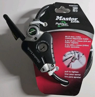 MasterLock 8428KADPF 8 Ft Python Vinyl Coated Steel Adjustable Locking Cable  - Image 1 of 4