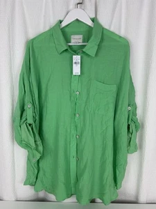 American Eagle Womens Large Button Up Shirt Swimsuit Coverup Green NWT - Picture 1 of 4