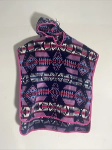 Pendleton Poncho Jugend Kinder Kapuzen Handtuch Frottee Azteken Geometrisch Lila Rosa - Bild 1 von 8
