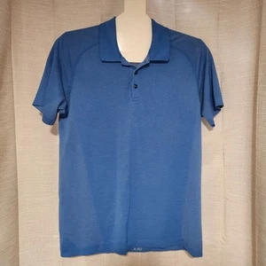 Lululemon Short Sleeve Polo Shirt Men's Large Blue - Picture 1 of 5
