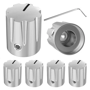 Manopola Pedale Chitarra Metallo 1/4" Albero Potenziometro Manopola Argento Amplificatore Contro... - Foto 1 di 6