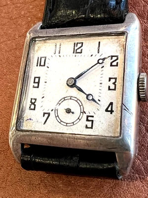 Vintage tank English Swiss sterling .925 wristwatch 1920's Breguet hands Works - Image 1 of 4