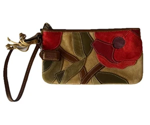 Coach Ltd Ed Frühjahr 2004 Wildleder rot Blumen Mohn Peace Handtasche Tasche Kalbsleder - Bild 1 von 6