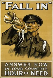 WA76 Vintage WWI Fall In British Army War Recruitment Poster WW1 A1 A2 A3 - Picture 1 of 1