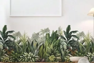 Green Tropical Leaf print wall sticker - 88cm x 52cm - Wall decal - Picture 1 of 4