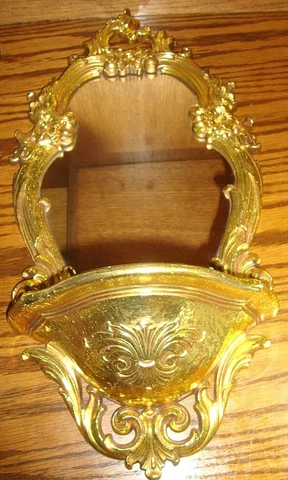 Rare HTF Vtg 1970 Gold Wall Mirror~Shelf Ornate Art Decor #2327 Dart Syroco 601 Cover