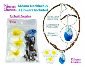 Women Girl Moana Costume Accessory Party Hibiscus Hair Clip Necklace SET - Picture 1 of 12