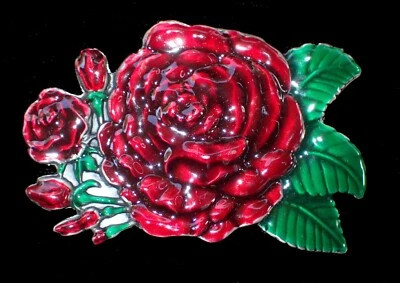 BEAUTIFUL STAND ALONE ROSE BELT BUCKLE PEWTER COLORED NEW! - Image 1 of 2