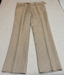 NWT Brooks Brothers 1818 Fitzgerald Baird McNutt Linen Pants Men's 38x34 Khaki - Picture 1 of 4