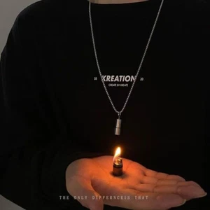 Ins titanium steel Cuban necklace pendant pocket mini kerosene lighter - Picture 1 of 15