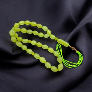 Piedra de jade verde natural Shah Maqsood Bayzahar oración islámica 33 cuentas Misbaha - Imagen 1 de 7