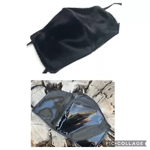 2 Face Mask BUNDLE Black PVC Faux Fur Wet Look Shiny Latex Cyber Cosplay Mens - Picture 1 of 8
