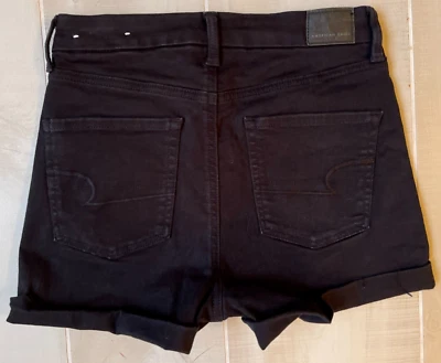 American Eagle Pantalón Corto Vaquero Denim Puños Negro Talla 6 Mujer 3" Entrepierna Foto 1 de 4