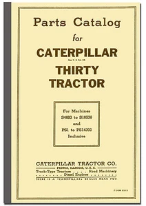 Caterpillar Thirty 30 Parts Catalogue Cat Thirty Tractor Parts - Picture 1 of 3