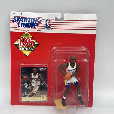 Figura y tarjeta de coleccionista Latrell Sprewell 1995 Warriors alineación inicial Foto 1 de 4