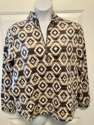 Mujer NUEVA Sudadera Cuddl Duds Polar Gris L Grande Estampado Azteca Acogedora Suave Foto 1 de 4