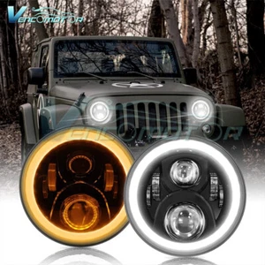 Pair 7 Inch LED Headlights Sealed Projector DRL For Jeep Wrangler JK LJ TJ CJ JL - Bild 1 von 8