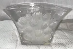 Vintage Barolac Schale Vase Kristall mattiert Tulpen Kunstglas böhmisch tschechisch - Bild 1 von 4