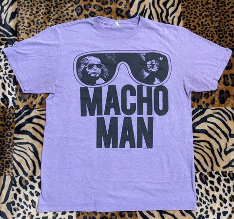 Randy MACHO MAN Savage Sunglasses Purple Lavender T-Shirt mens RARE M #57 Cover
