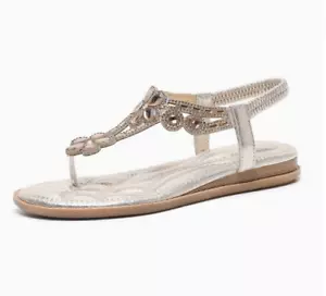 Women Fashion Rhinestone Clip Toe Elastic Slingback Thong Beach Sandal Shoes 296 - Picture 1 of 11