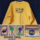 Vtg c1999 Universal Studios Hollywood Embroidered Yellow M Pullover Sweatshirt