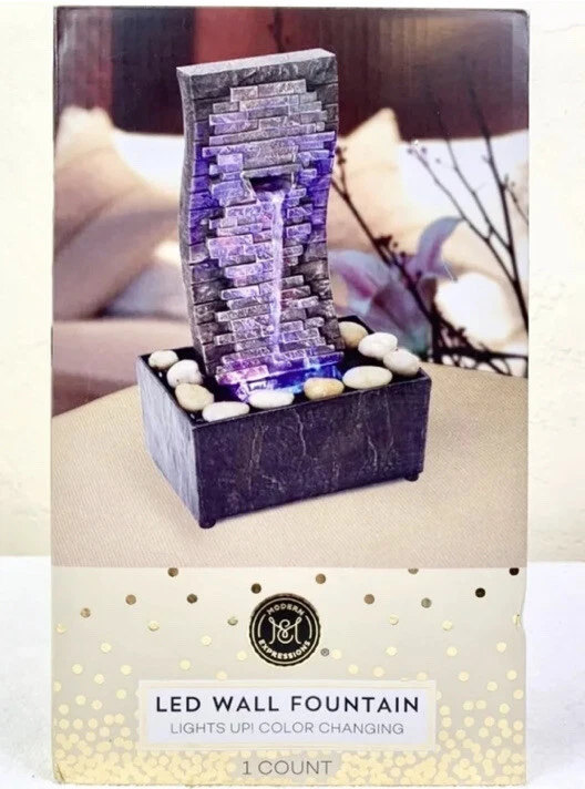 Modern Expressions Tabletop Color Changing LED Water Fountain Cascading Wall NIB - Image 1 of 4