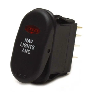 On/Off/On Boat Rocker Switch | Nav Anc Lights 7 Spade 14 Volt Lighted - Picture 1 of 3