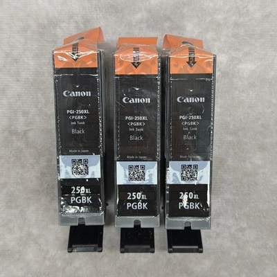 Canon PGI-250XL PGBK Black Ink Cartridge Genuine PIXMA Lot Of 3 Read - Image 1 of 4