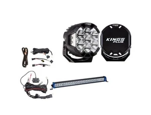 Kings 7" Lethal Pro Driving Lights + pro harness + 30" Double Row Light Bar + - Picture 1 of 12