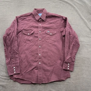 Wrangler Western Hemd Herren Large weinrot Perlen Druckknopf Langarm Cowboy Rodeo - Bild 1 von 9