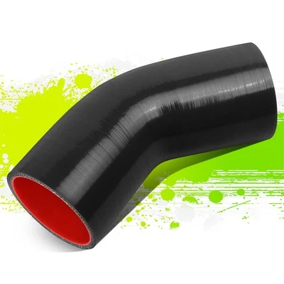 MANGUERA ACOPLADOR REDUCTOR SILICONA NEGRO 2.5"45 CODO TURBO/ENTRADA/INTERCOOLER/TUBO Foto 1 de 4