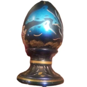 Pisapapeles Fenton edición limitada pintado a mano vida marina delfines huevo azul cobalto - Imagen 1 de 14